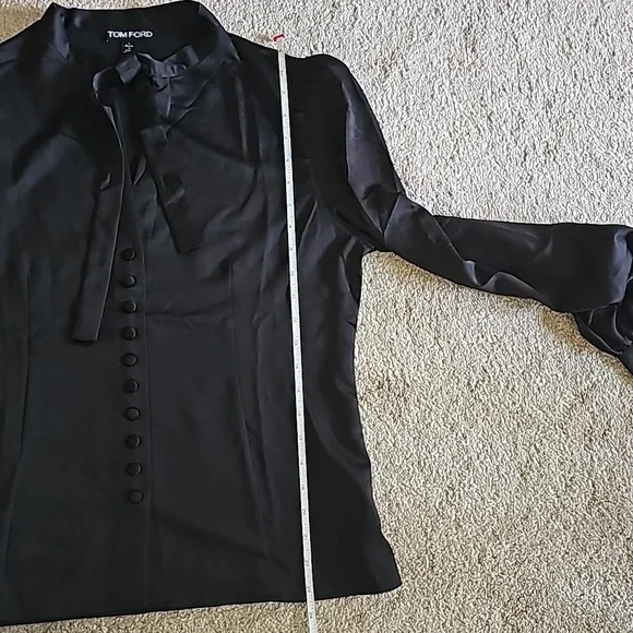 Italy Puff Sleeve Tie Neck Button Blouse - Picture 6 of 8